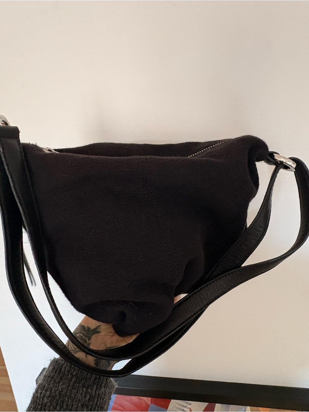 American Vintage Black Suede Crossbody Bag